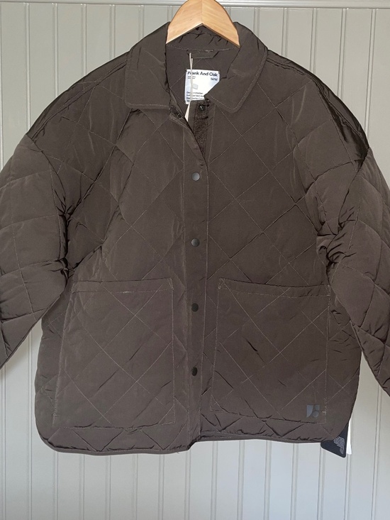 Frank And Oak Skyline Overshirt Jacket Women’s Medium Taupe Quilted Thermore NWT